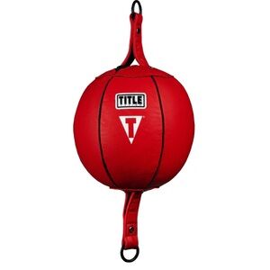 Title double end boxing bag Red white and black size 7”